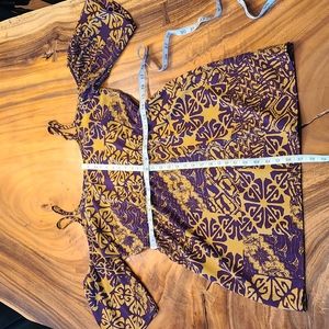 Glam dress gold and purple cold shoulder strappy medium game day